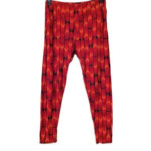 LuLaRoe Tall & Curvy Leggings Red Orange Heart Chevron Print Buttery Soft